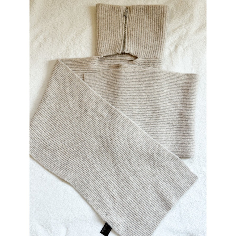 Zara Beige Knit Scarf with Zip Collar - Picture 4 of 9